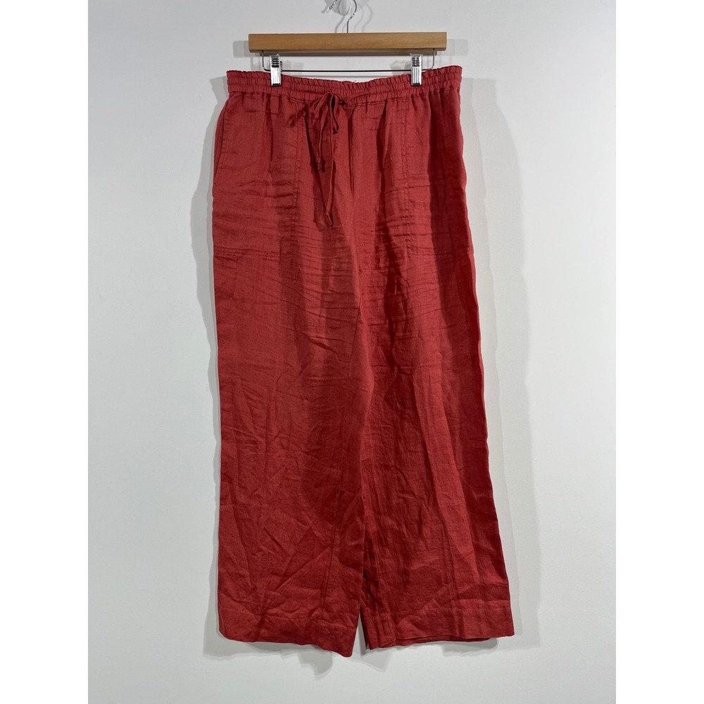 Magaschoni Resort Linen Wide Leg Pants Womens Large Coastal Preppy Minimalist